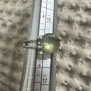 Sea Green Resin Gemstone Statement Ring Silver Tone Band | Boho Artisan